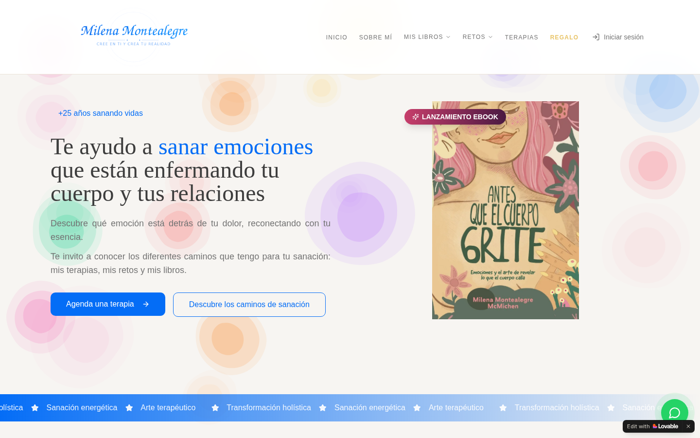 Milena Montealegre website home page